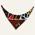Giz & Halo Multicolor Patchwork dog bandana on an ivory background