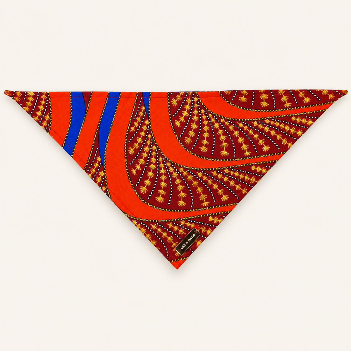 Giz & Halo Orange & Gold dog bandana on an ivory background