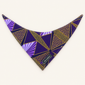 Giz & Halo Purple & Gold Geometric dog bandana on an ivory background